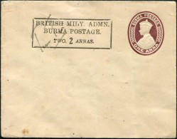 Br Burma, Postal Stationary Envelope, Signed By Tun Tin, British Military Admin Overprint, Mint - Birmania (...-1947)