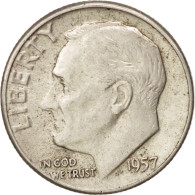 Monnaie, États-Unis, Roosevelt Dime, Dime, 1957, U.S. Mint, Philadelphie, TTB+ - 1946-...: Roosevelt