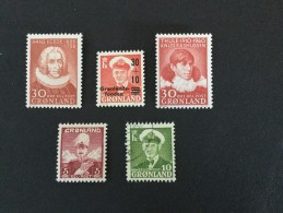 1938-1960 König Christian X Michel 2 +30 +42 + 43 + 45 - Unused Stamps