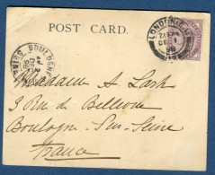 Grande Bretagne - Carte  ( Pli ) Illustrée Au Verso De Londres Pour La France 1898  à Voir 2 Scans   Réf. 870 - Lettres & Documents
