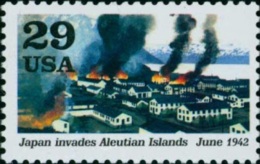 1992 USA World War II Stamp-Japan Invades Aleutian Islands Sc#2697e Bomb Architecture Island  WWII - Inseln