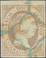 ISABEL II Isabel II. 1 De Enero De 1851 º 12 Cuartos Lila. Matasello ARAÑA, En Azul (araña En Tinta D - Altri & Non Classificati