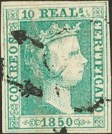 ISABEL II Isabel II. 1 De Enero De 1850 º 10 Reales Verde. Color Muy Intenso. PIEZA DE LUJO. Cert. CEM.(Edifil 2016 - Altri & Non Classificati