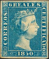 ISABEL II Isabel II. 1 De Enero De 1850 * 6 Reales Azul. Color Muy Intenso. PIEZA DE LUJO. Cert. COMEX.(Edifil 2016: 457 - Altri & Non Classificati