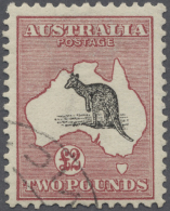 1913, Kangaroo £2 Black And Rose 1st Wmk. Fine Used With Corner Cancel (CTO Melbourne, Without Gum), Pencil... - Altri & Non Classificati