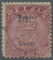 1875: 2 D On 12 C. On 6 P. Rose, Black Overprint, Variaty "«VR» MISSING", Used And In Good Condition... - Fiji (1970-...)