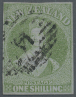 1857, Chalon Head 1s Green On Blue Unwatermarked Paper , Imperforate With Good To Wide Margins Around Fine Used... - Altri & Non Classificati