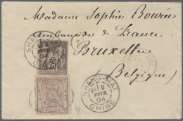 1888, Small Dragon 3 Ca. Rough Perf. 12½ Tied Blue Seal "Peking" To Small Envelope To Belgium,  Matching... - Altri & Non Classificati