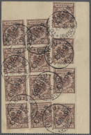 1901: Entire Field Post Telegram Franked With Twelve German P.O. In China 50pf. Lilac-brown (two Vertical GUTTER... - Altri & Non Classificati