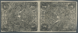 1876, 1 Ch. Black, Vertical Tete-beche Pair, Slight Imperfection,unused/no Gum,certificate Vachat. (D) - Iran
