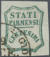 1859: Provisional Government. 5 Cent. Blueish Green Tied By Cds "Castel S.Giovanni". Certificate Enzo Diena.... - Parma