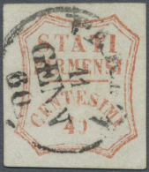1859: Provisional Government, 40 Centesimi Vermilion, Tied By Parma January 11.th, 1860, Wide Margins. Certificate... - Parma