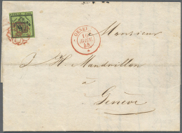 1843: 5 C. Schwarz Auf Gelbgrün Als Rechte Hälfte Der Doppelgenf Als Einzelfrankatur Auf... - 1843-1852 Poste Federali E Cantonali