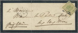 1849,  5 C. Green Postal Stationery Cut Out On Mourning Cover For The 1st Rayon From Geneva, Addressed To Monsieur... - 1843-1852 Poste Federali E Cantonali