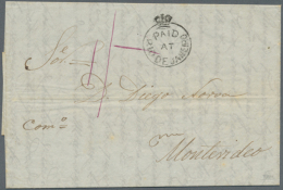 1853, "PAID AT RIO DE JANEIRO" Crown-cds On Superb Entire Letter, Rated "1/-" (1 Shilling) Sent To Montevideo,... - Altri & Non Classificati