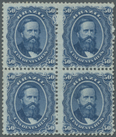 1868, 50 Rs Blue, Printed On Blue Paper, Unused Block Of 4, Bright Colour, Well Perforated. Not Listed As A Block... - Altri & Non Classificati