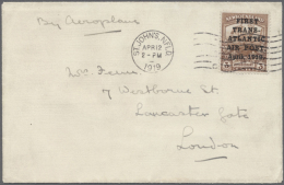 1919 "Hawker" 3c. Brown With The Five-line Ovpt. Used On Cover To London, Cancelled By "ST. JOHN'S NFLD./APR... - Primi Voli