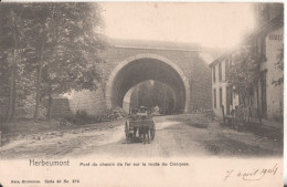 HERBEUMONT   Pont Du Chemin De Fer Sur La Route De Conques Avec  Attelage A Chiens - Herbeumont