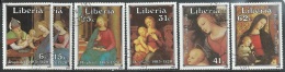 Liberia  1983   Sc#975-80  Raphael Art Set Used  2016 Scott Value $3.65 - Liberia
