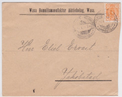 VAASA SUOMI - VASA - WASA BOMULLSMANUFAKTUR AKTIEBOLAG COVER 1898 TO JAKOBSTAD FINLAND - LETTRE FINLANDE - Lettres & Documents