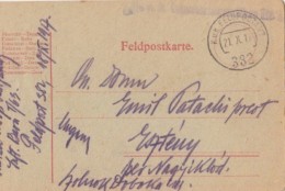 WARFIELD POSTCARD, WARFIELD POST NR 382, WW1, CENSORED INFANTRY BATTALION 1/63, 1917, HUNGARY - Lettres & Documents