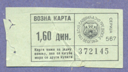 X2-Tram Car Or Railway Ticket- Beograd,Yugoslavia - Europe