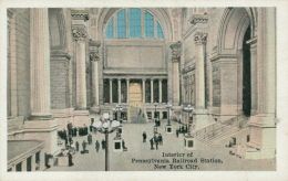US NEW YORK CITY / Interior Of Pennsylvania Railroad Station / CARTE COULEUR - Transportes