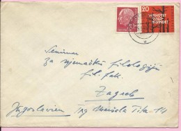 Letter - Stamp Theodor Heus / Verhutet Waldbrande / Postmark Osnabruck - Zagreb (Yugoslavia), 1958., Germany - Other & Unclassified