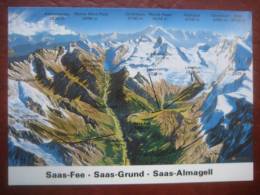 Saas Almagell / Fee / Grund (VS) - Künstlerpanoramakarte Von Kettler - Saas-Almagell