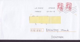 France LA POSTE 2016 Cover Lettre BRØNDBY STRAND Denmark  2x Lettre Prioritaire Marianne Ciappa & Kawena Timbres - 2013-2018 Marianne Di Ciappa-Kawena