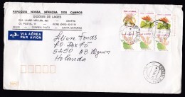 Brazil: Airmail Cover To Netherlands, 1993, 6 Stamps, Inflation: 56,000.00 Cr$, Air Label, Flowers (minor Damage) - Briefe U. Dokumente