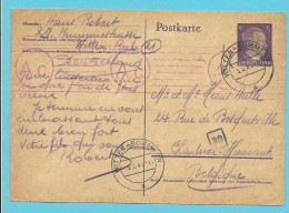 Kaart Met Stempel WITTEN-BOMMERN Op 5/5/1941 Naar Charleroi , Met Censuur - Guerre 40-45 (Lettres & Documents)