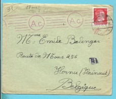 Brief Met Stempel HOHENLIMBURG 1943 Naar HORNU , Met Censuur - Guerre 40-45 (Lettres & Documents)