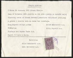 G)1931 YUGOSLAVIA, REVENUE, BILL OF EXCHANGE, XF - Lettres & Documents