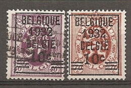 Yv. COB N° 333,334  (o)   Surcharge 1932   Cote  0,75  Euro BE - Typo Precancels 1929-37 (Heraldic Lion)