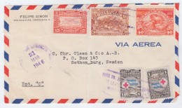 Honduras/Swden AIRMAIL COVER FRONT RED CROSS 1946 - Cruz Roja