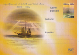 ARCTIC EXPEDITION, FRAM SHIP, PC STATIONERY, ENTIER POSTAL, 2003, ROMANIA - Arctic Expeditions