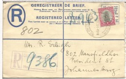 AFRICA DEL SUR 1938 ENTERO POSTAL CERTIFICADO CON FRANQUEO ADICIONAL DE CAPETOWN A JOHANNESBURG - Lettres & Documents