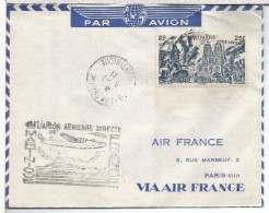 MARTINIQUE PRIMER VUELO DIRECTO CON FRANCIA 1947 AL DORSO MAT PARIS AVIATION - Luchtpost