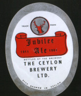 Jubilee Ale (The Ceylon Brewery, Ceylon), Beer Label From 60`s. - Beer