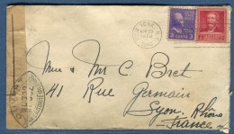 Etats Unis - Enveloppe De New York Pour Lyon En 1940 Avec Contrôle Postal   à Voir 2 Scans   Réf. 914 - Briefe U. Dokumente