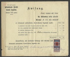 Estonia Estland RUSSIA 1885 Revenue Tax Steuermarke On Document Alt-Lifland - Revenue Stamps
