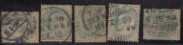 5 Railway Postmark / Cancellations On Edward , British India Used - 1902-11 King Edward VII