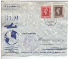 HOLANDA CC PRIMER VUELO 1946 AMSTERDAM CURAÇAO ALN DORSO LLEGADA - Airmail