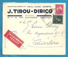 724T+749 Op Brief Per EXPRES Met Telegraafstempel ST-GILLES-BRUXELLES / HOTEL COMMUNALE, Hoofding TABACS , CIGARES (VK) - 1946 -10 %