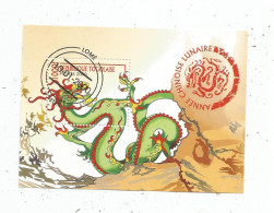 Timbre , Bloc , Année Chinoise Lunaire  , République TOGOLAISE , TOGO , 2000 - Chines. Neujahr