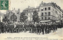 Rouen - Incendie De L'Usine Lille-Bonnières (Petit-Quevilly) - Funérailles Solennelles Des Quatre Pompiers - Les Corps - Begrafenis