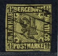 Strichstempel Auf 1 1/2 Shilling Gelb - Bergdorf Nr. 3 - Geprüft BPP - Kabinett - Bergedorf