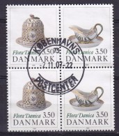 Denmark 1990 Mi. 977-778    3.50 Kr Tafelgeschirr "Flora Danice" 4-Block !! - Blocs