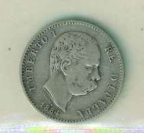 I. REGNO - UMBERTO I° ANNO 1884 - 1 LIRA ARGENTO  - QUALITA' BB - NON PULITA PATINA ORIGINALE  - ZECCA ROMA - 1878-1900 : Umberto I